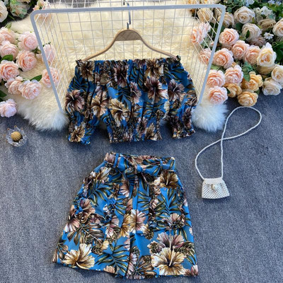 Γυναικείο σετ από δύο μέρη με floral εκτύπωση