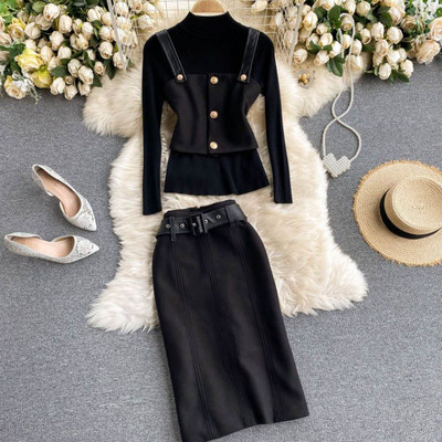 Naiste vabaaja komplekt vöö ja kõrge vöökohaga