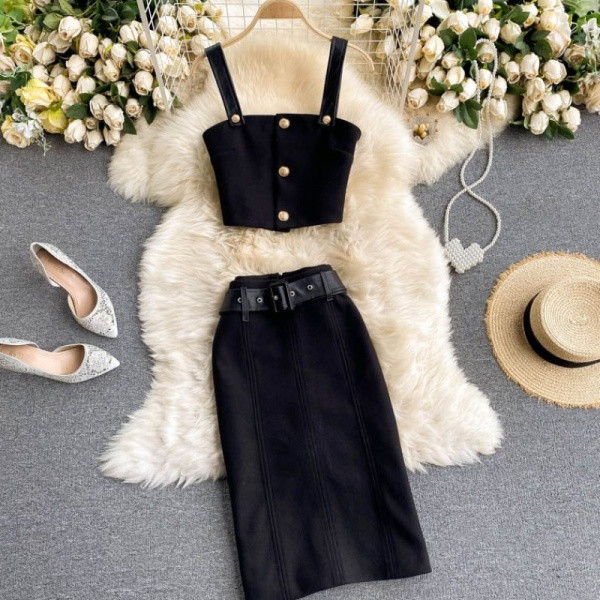 Naiste vabaaja komplekt vöö ja kõrge vöökohaga