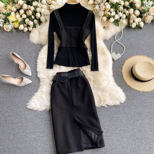 Naiste vabaaja komplekt vöö ja kõrge vöökohaga