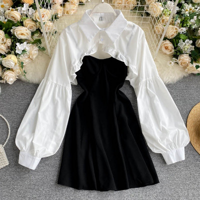 Moodne kaheosaline naiste komplekt kleit + särk