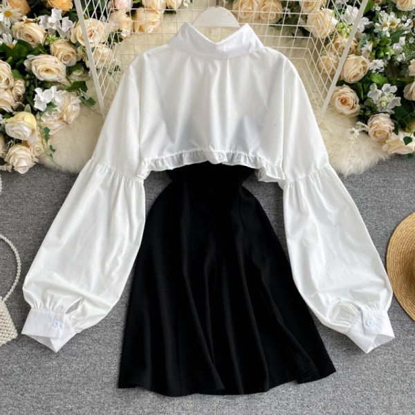 Moodne kaheosaline naiste komplekt kleit + särk