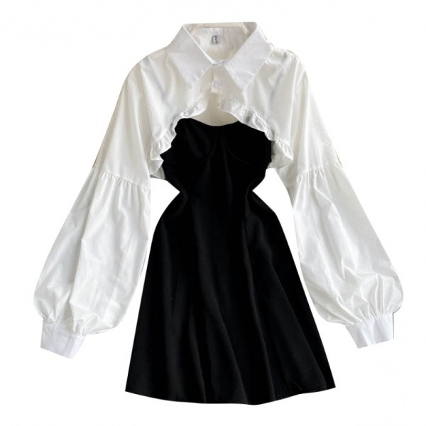 Moodne kaheosaline naiste komplekt kleit + särk