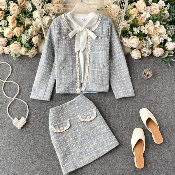 Γυναικείο casual σετ σακάκι και φούστα σε τρία χρώματα