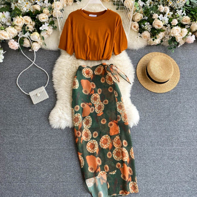 Moodne naiste komplekt kaheosalisest pluus + seelik