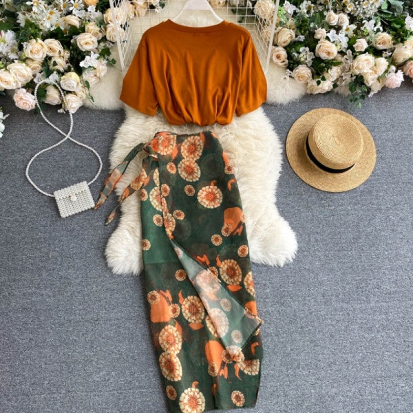 Moodne naiste komplekt kaheosalisest pluus + seelik