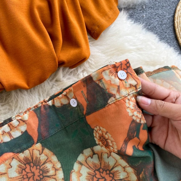 Moodne naiste komplekt kaheosalisest pluus + seelik