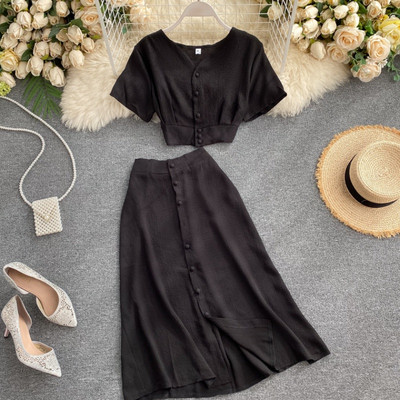 Γυναικείο μοντέρνο καθημερινό σετ-  μπλούζα και φούστα - διάφορα χρώματα