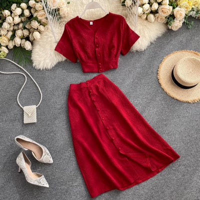 Γυναικείο μοντέρνο καθημερινό σετ-  μπλούζα και φούστα - διάφορα χρώματα