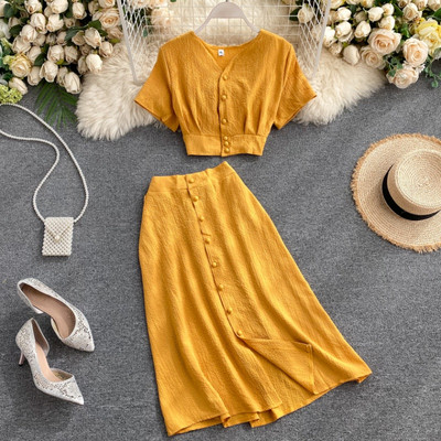 Γυναικείο μοντέρνο καθημερινό σετ-  μπλούζα και φούστα - διάφορα χρώματα