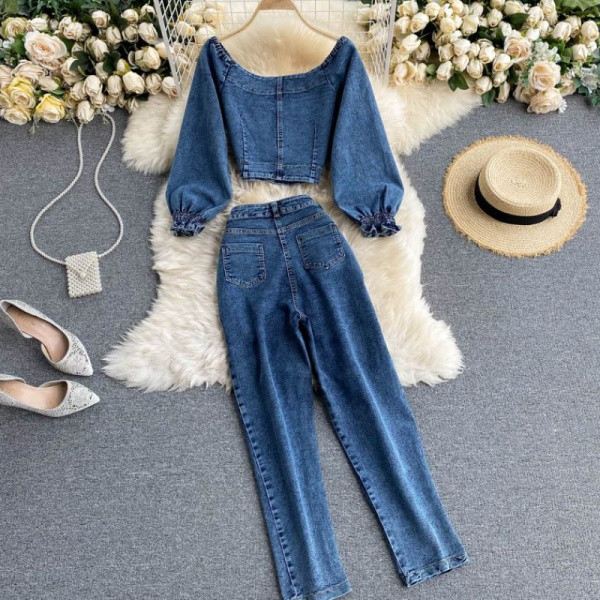 Naiste vabaaja kaheosaline teksakomplekt, sinine ja must