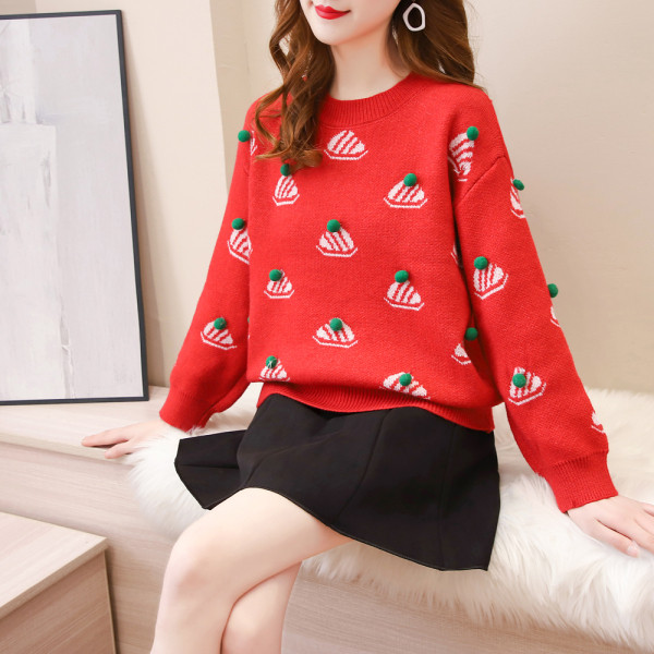 Γυναικείο σετ - πουλόβερ με στοιχείο 3D και φούστα