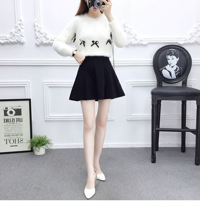 Γυναικείο πουλόβερ με κορδέλες + φούστα με υψηλή μέση