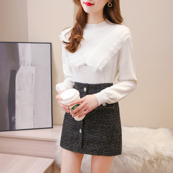 Γυναικείο casual σετ - πουκάμισο και φούστα με ψηλή μέση