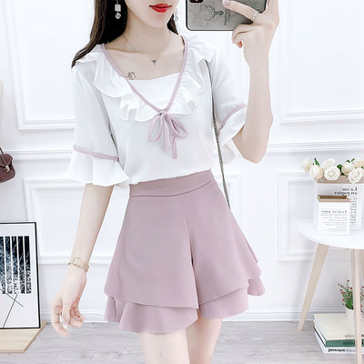 Νέο μοντέλο καλοκαιρινό γυναικείο σετ με κορδέλα - σε δύο μέρη