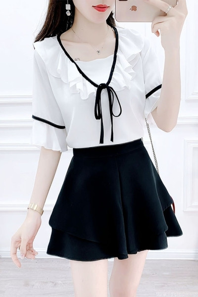 Νέο μοντέλο καλοκαιρινό γυναικείο σετ με κορδέλα - σε δύο μέρη