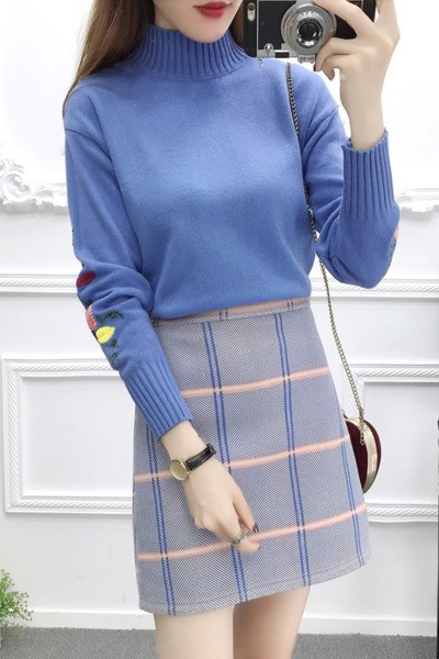 Naiste kaasaegne polokraega seeliku ja pluusi komplekt