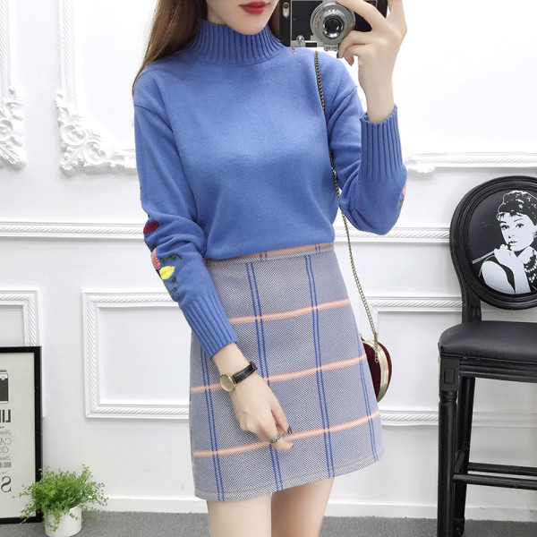 Naiste kaasaegne polokraega seeliku ja pluusi komplekt