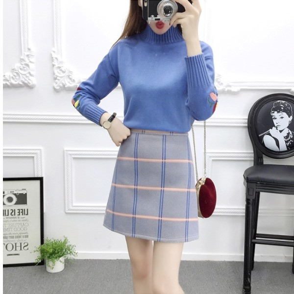 Naiste kaasaegne polokraega seeliku ja pluusi komplekt