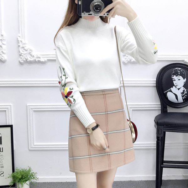 Naiste kaasaegne polokraega seeliku ja pluusi komplekt