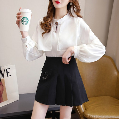 Set de primăvară de fustă și cămașă plisată