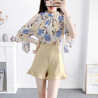 Lilletrükiga särgi ja lühikeste pükstega komplekt