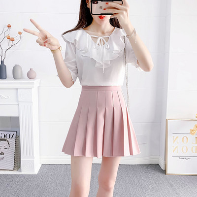 Σετ πουκάμισο με βολάν και πλισέ φούστα