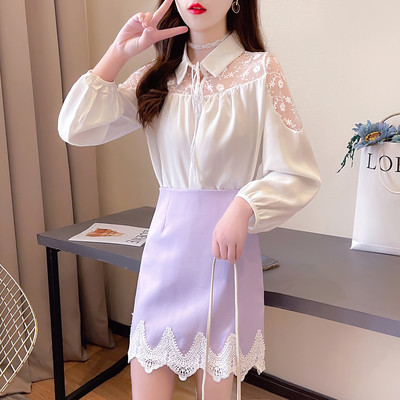 Νέο μοντέλο γυναικείο σετ με κοντή φούστα και πουκάμισο