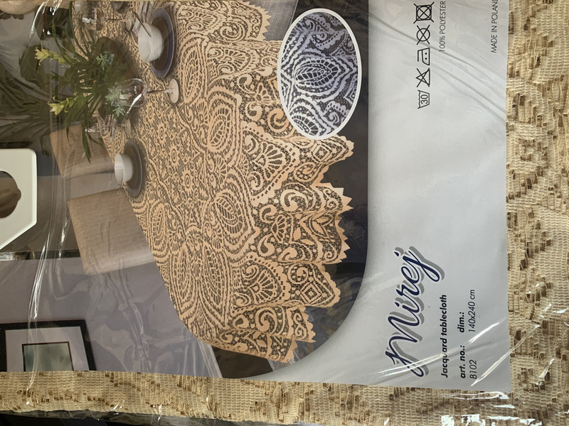 Покривка за маса дантела, овална, 140 x 240 см, Крем