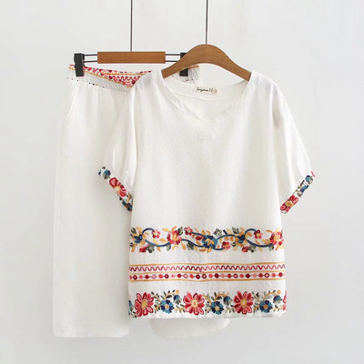 Γυναικείο καθημερινό σετ με κέντημα - μεγέθη έως 5XL