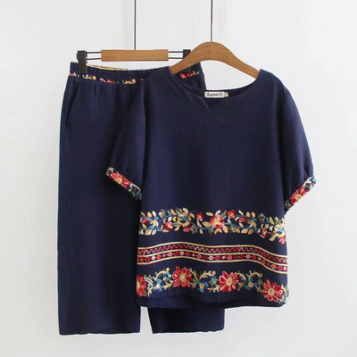 Γυναικείο καθημερινό σετ με κέντημα - μεγέθη έως 5XL