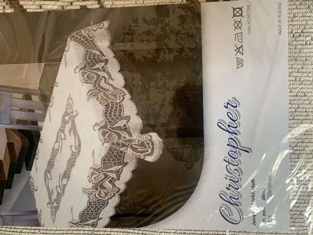 Покривка за маса дантела, правоъгълна, 120x 160 см, Бежов/Кафяв