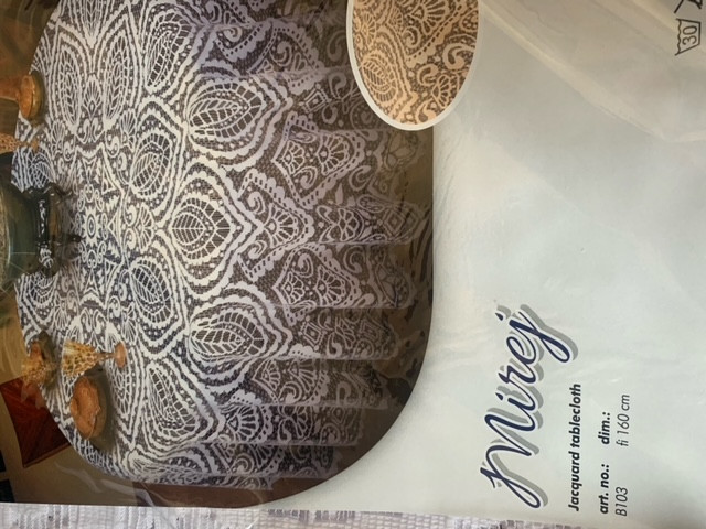 Покривка за маса дантела, кръгла, Фи 160 см, Бял