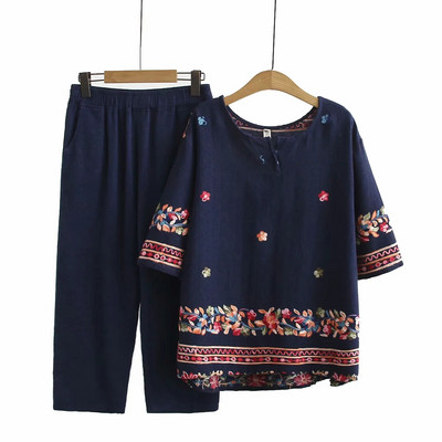 Дамски ежедневен комплект с бродерия до 5XL