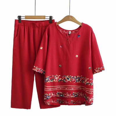 Дамски ежедневен комплект с бродерия до 5XL