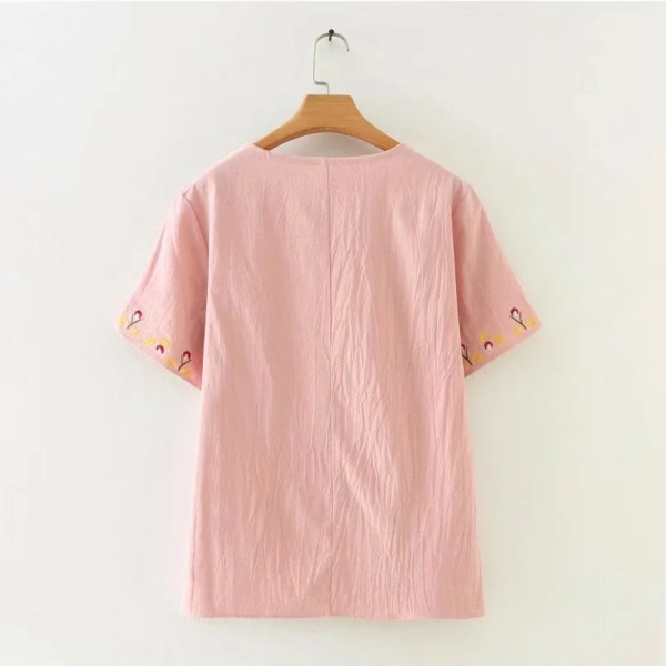 Naiste vabaaja komplekt roosa ja sinise tikandiga