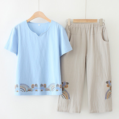 Γυναικείο casual σετ με κέντημα και τσέπες