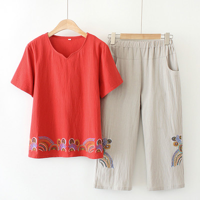 Γυναικείο casual σετ με κέντημα και τσέπες