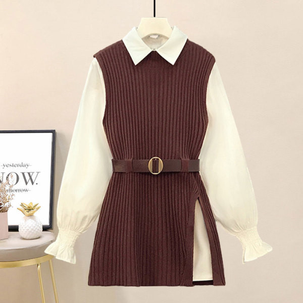 Uue mudeli naiste komplekt kolmeosalisest särgist, vestist ja seelikust