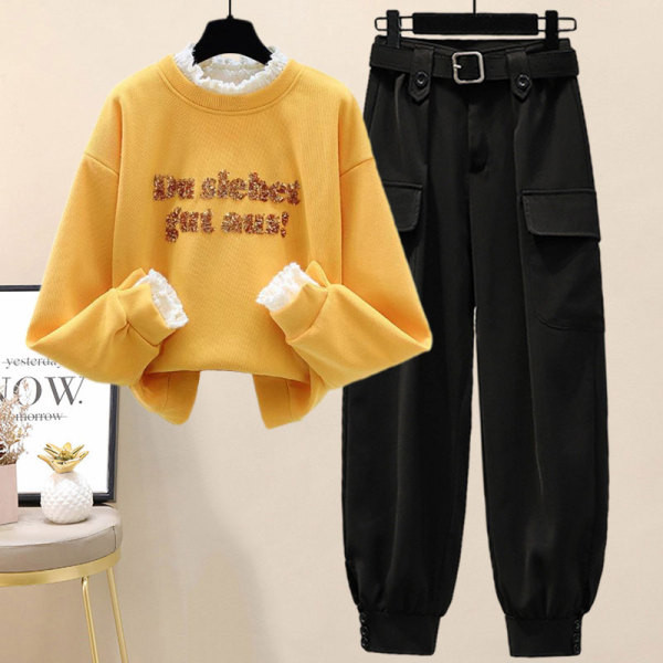 Спортно ежедневен комплект от суичър и панталон с джобове