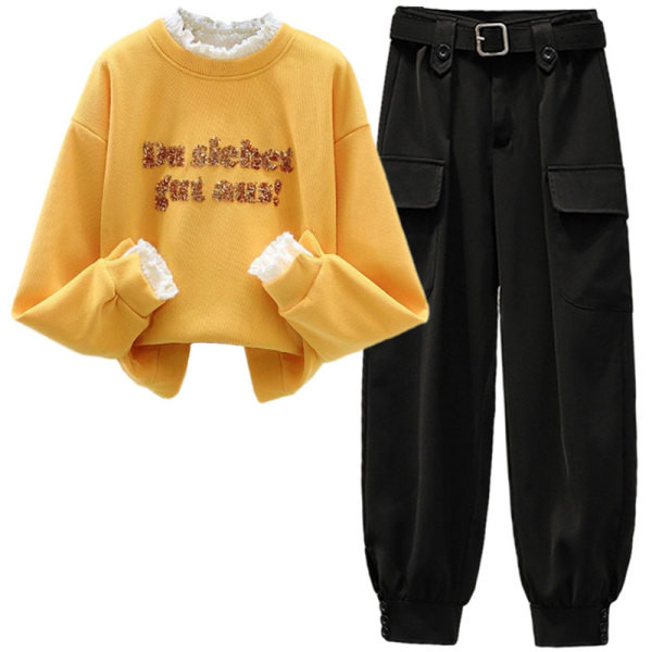 Спортно ежедневен комплект от суичър и панталон с джобове