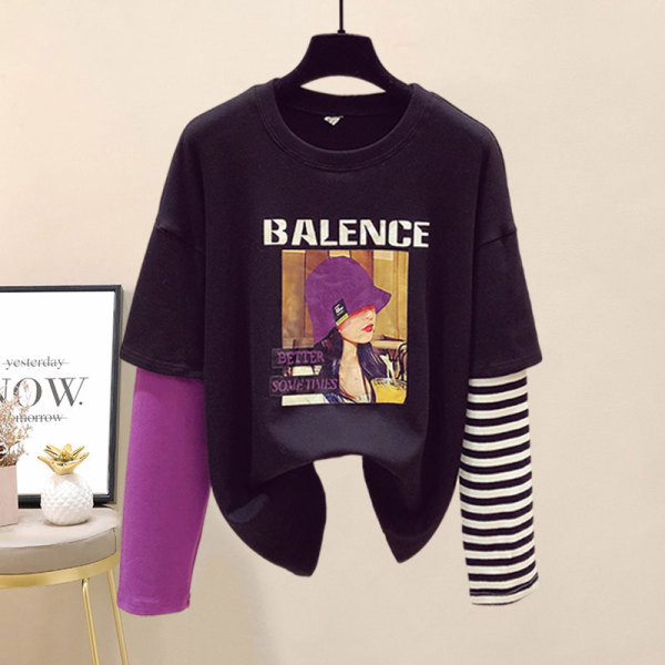 Casual γυναικεία μπλούζα με απλικέ και τζιν - ρετρό στιλ