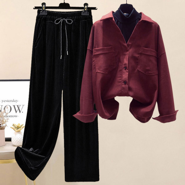 Нов модел ежедневен дамски сет от две части риза и панталон