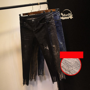 Νέο μοντέλο γυναικεία μακρύ  τζιν με σκισμένα μοτίβα