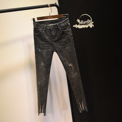 Νέο μοντέλο γυναικεία μακρύ  τζιν με σκισμένα μοτίβα