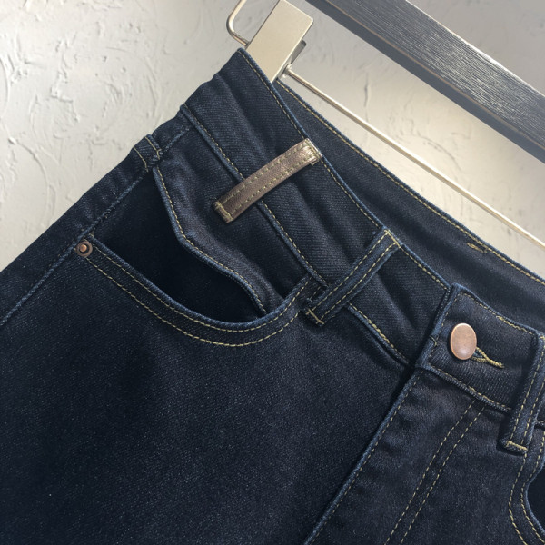 Naiste moodsad sinised kõrge vöökohaga teksad