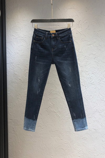 Naiste vabaajateksad sinised taskute ja kõrge vöökohaga