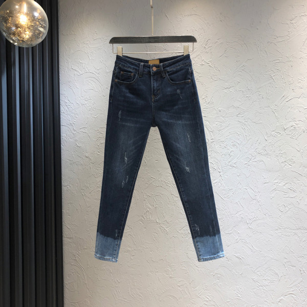 Naiste vabaajateksad sinised taskute ja kõrge vöökohaga