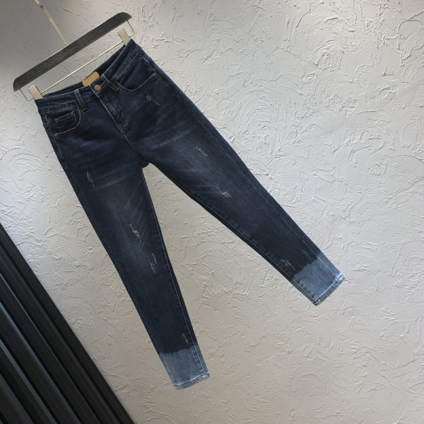 Naiste vabaajateksad sinised taskute ja kõrge vöökohaga