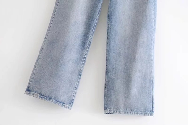 Lai standardse vöökohaga naiste teksapükste mudel